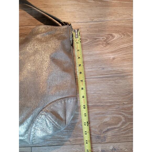 SIGRID OLSEN Leather Hobo Shoulder Bag Distressed Brush Gold Boho Handbag - Picture 11 of 15